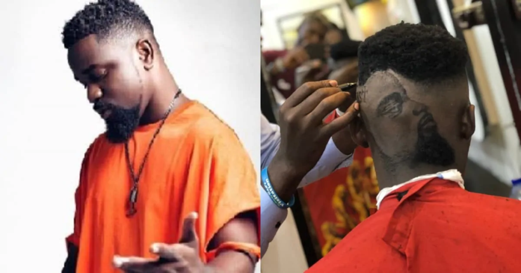 Sarkodie Reactes as Talented Ghanaian barber draws him on fan's head