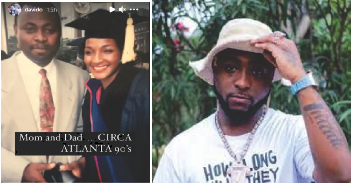 Davido Shares Adorable '90s Throwback Photo of Dad and Late Mum at Her Graduation in Atlanta