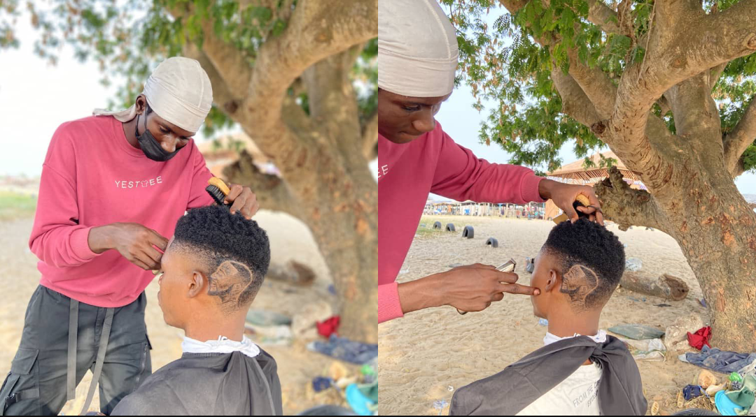 Barber Draws Davido On The Head Of His Client
