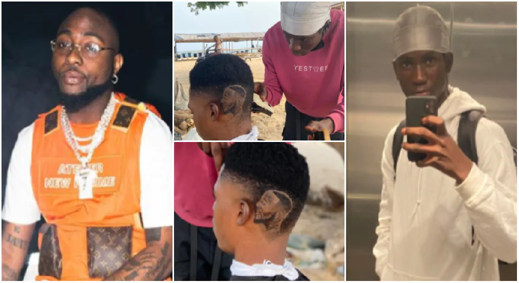 Davido Reacts To A Talented Barber Who Carved His Face On A Young Man's Head