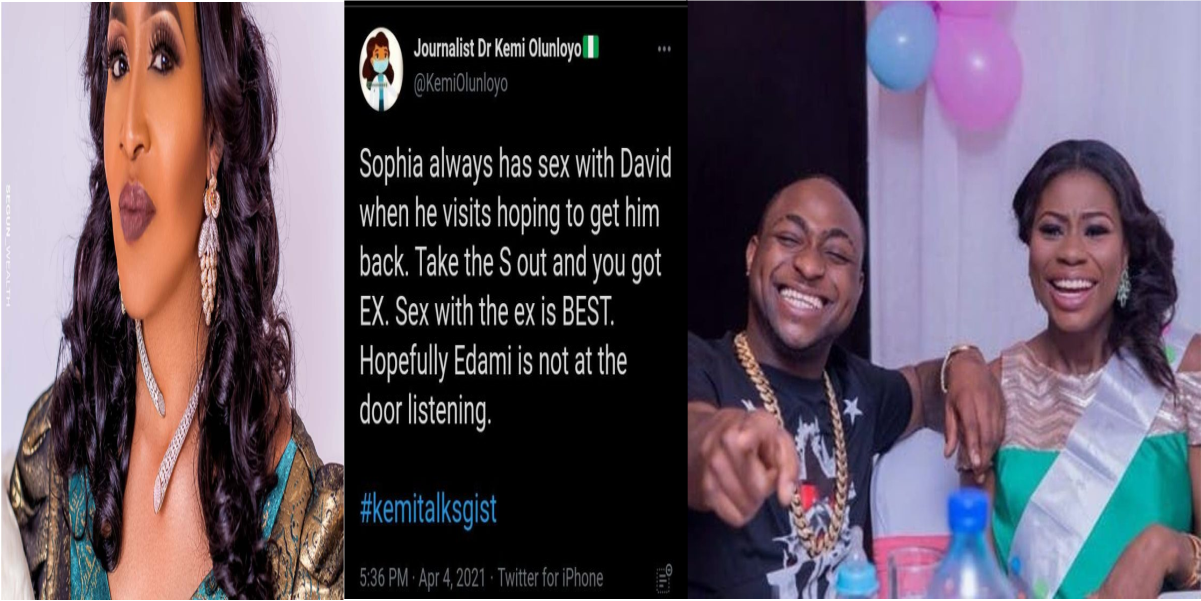 “Sophia Always Has Sex With Davido When He Visits His Daughter” – Kemi Olunloyo Alleges