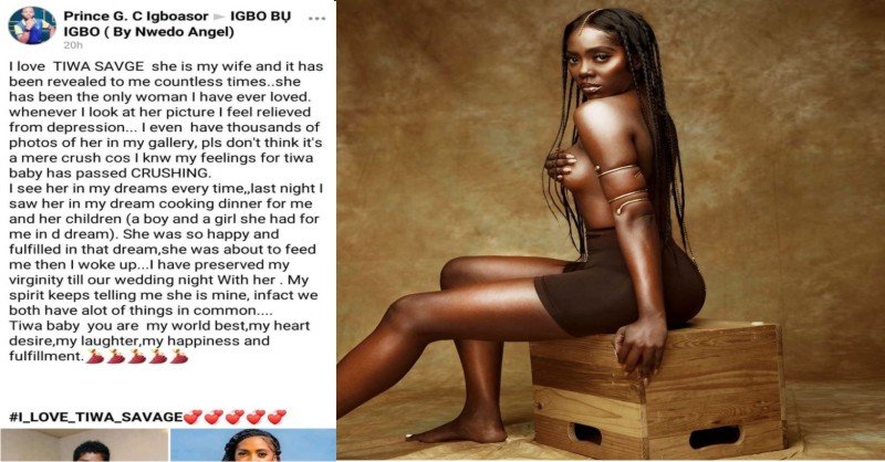 "I’m Preserving My Virginity For Her"- Social Media User Confesses His Love For Tiwa Savage