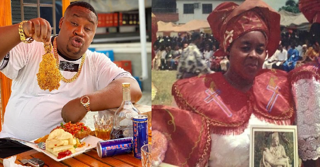 “Everything Don Dey, You No Come Dey” – Cubana Chief priest Says As He Shares Photos Of His Late Mother