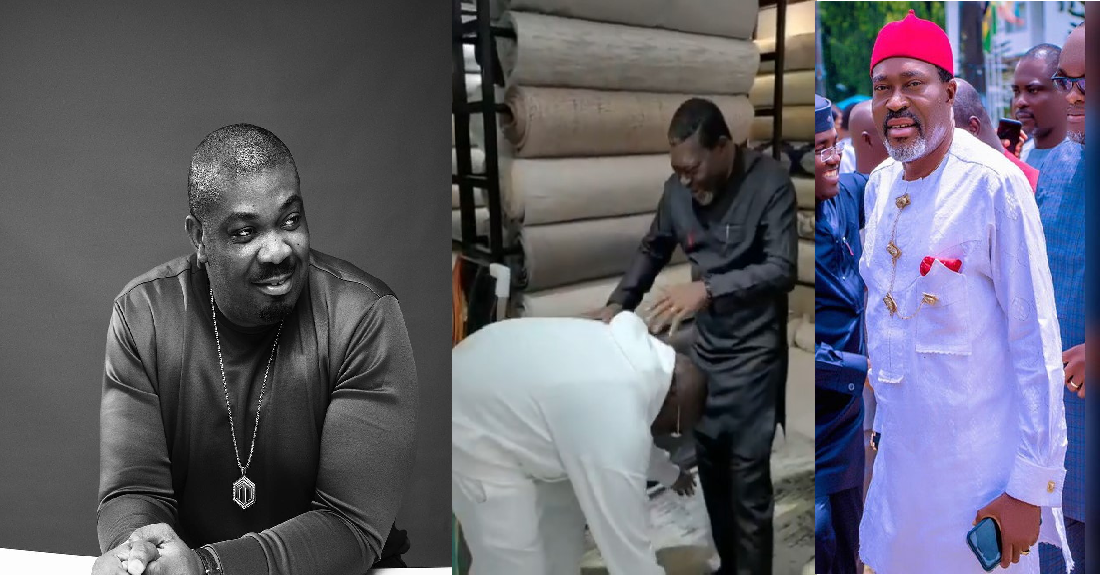 Watch Moment Don Jazzy kneels Down To Greet Kanayo. O. Kanayo As They Meet For The First Time (Video)