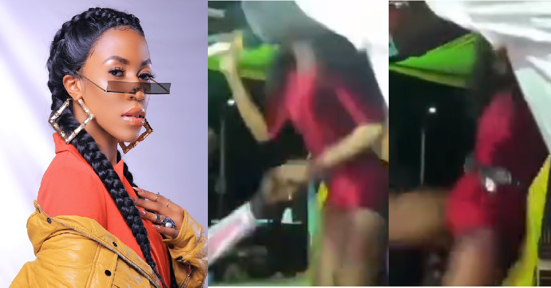 Moment Ugandan Singer, Vinka, Kicked A Fan Who Tried To Touch Her Honeypot (Video)