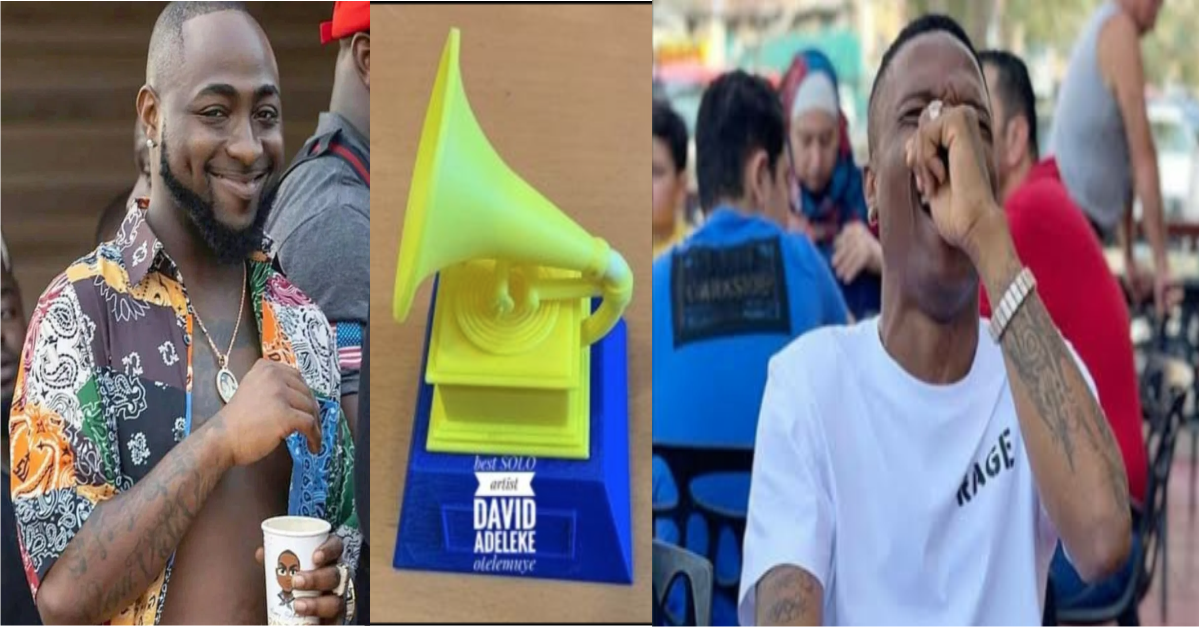 Fans Of Wizkid, Awards Davido His Own Grammy Plaque[Photo]