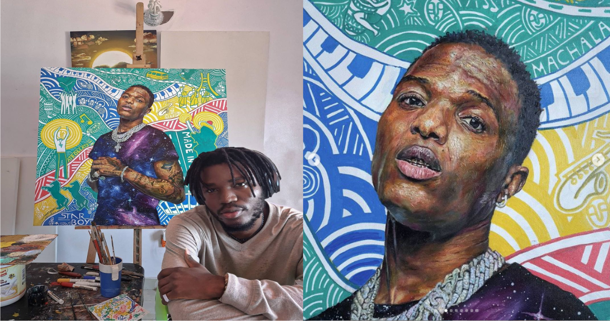 Wizkid Reacts After A Nigerian Artist Shared An 'Astonishing' Portrait Of Him