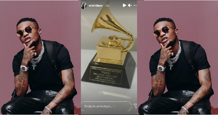 Wizkid Finally Receives His Grammy Award Plaque (Photo)