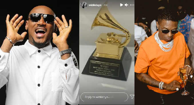 “Congrat Big Wiz Jungle don mature”: 2Baba Congratulates Wizkid As He Receives His Grammy Award Plaque