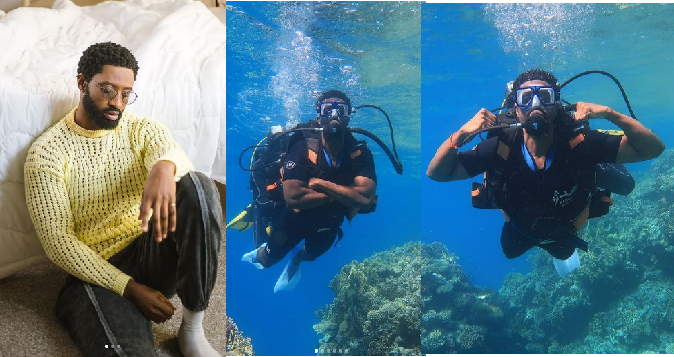 “Notin go make me do dis tin again” – Ric Hassani Says As He Shares Photos Of Him Underwater