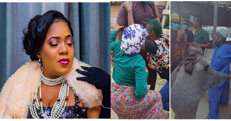 "Knee no Dey pain you?": Reactions As Toyin Abraham Is Been Spotted In A Video Showing Respect To Elders