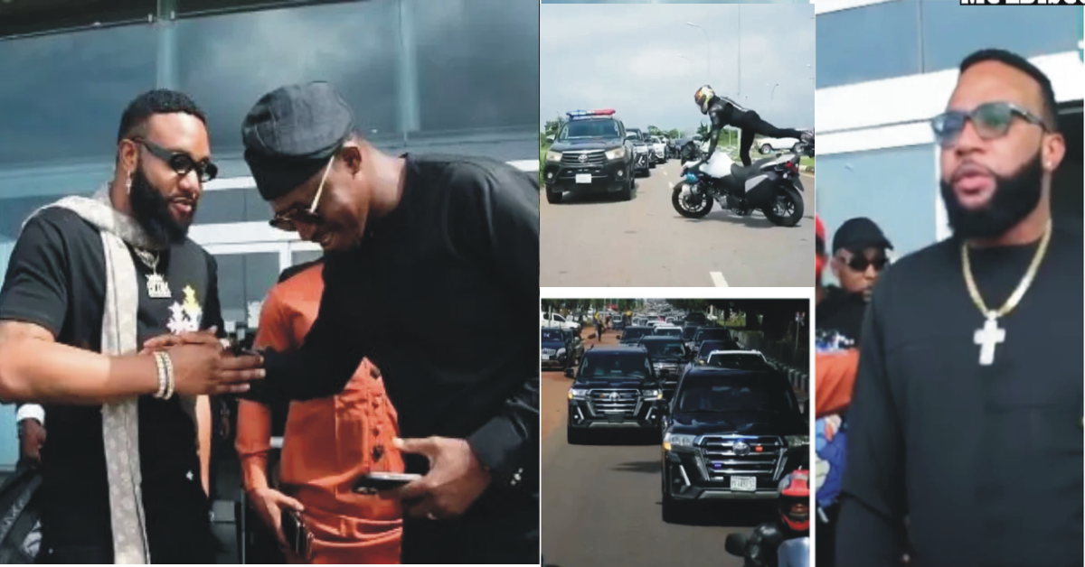 E money’s money will humble you: Watch Moment E-Money And Kcee Arrived At Obi Cubana Mother’s Burial (Video)