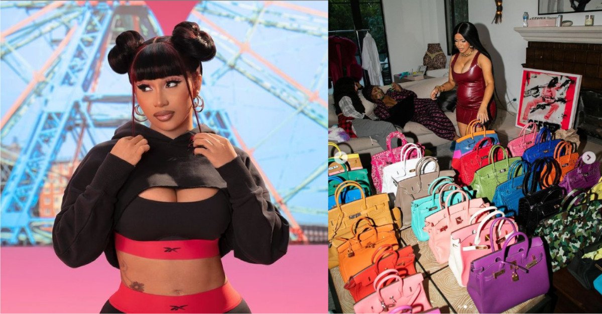 "A Dozen Houses On That Table" - Reactions As Cardi B Shows Off All Her Birkin Bag(Photo)