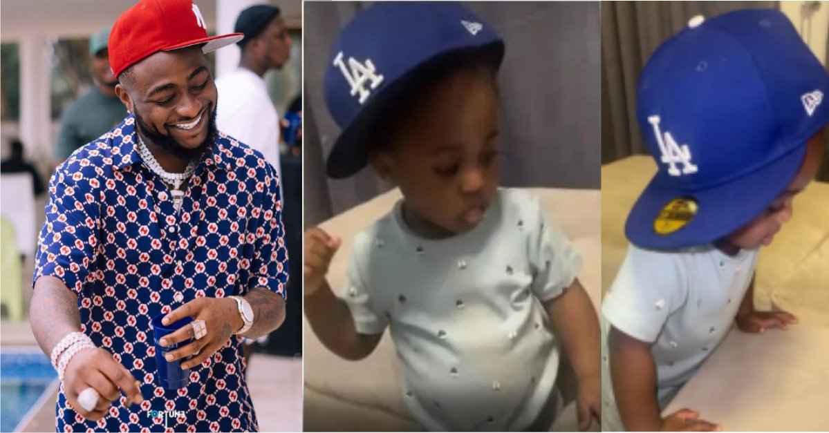 "Gangstar" - Davido's Son, Ifeanyi Spotted Wearing His Father's Oversized Cap(VIDEO)