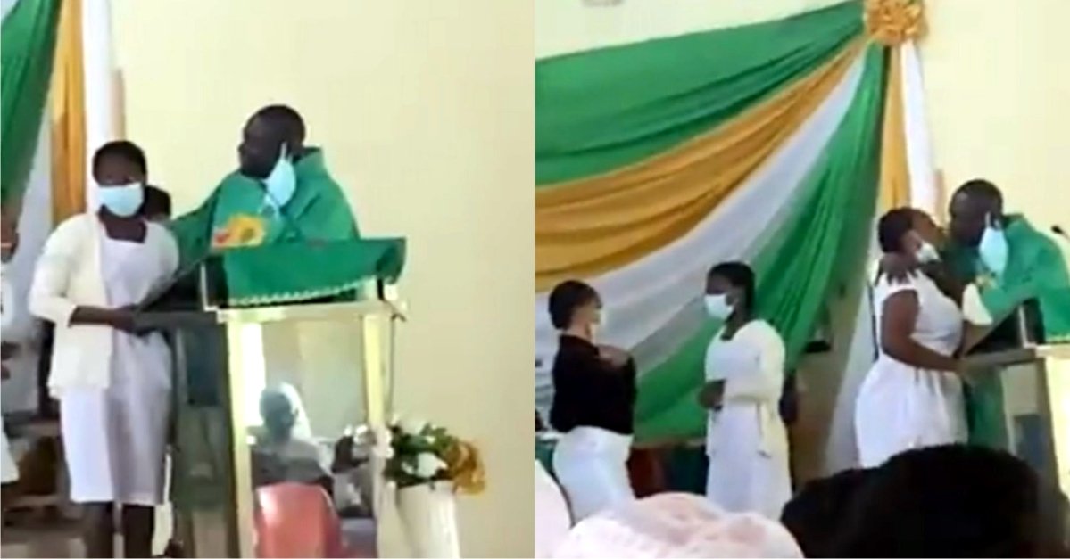 VIDEO: Priest caught on tape giving female students ”Holy K1ss”