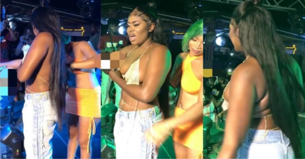 VIDEO: Moment Yaa Jackson B**bs Gets Exposed As Blouse Tears On Stage