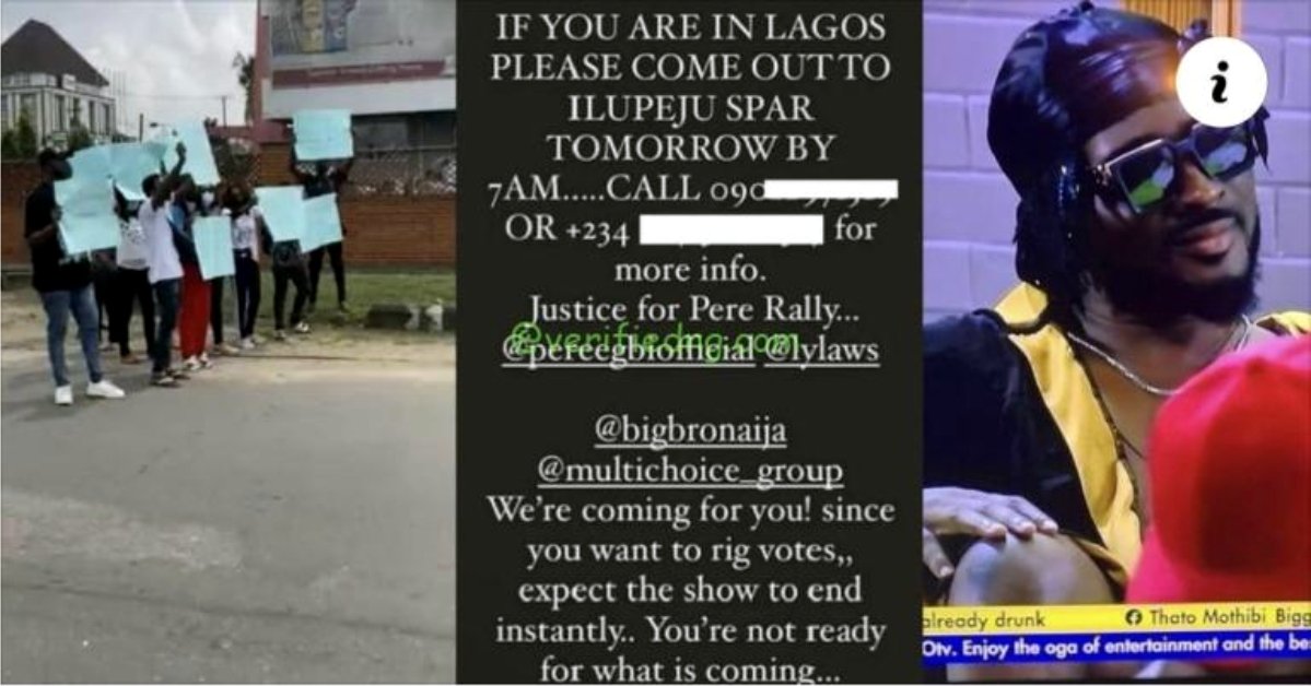 #BBNaija: Pere’s fans organize protest; threaten to end the show over ‘unfair’ twist (Video)