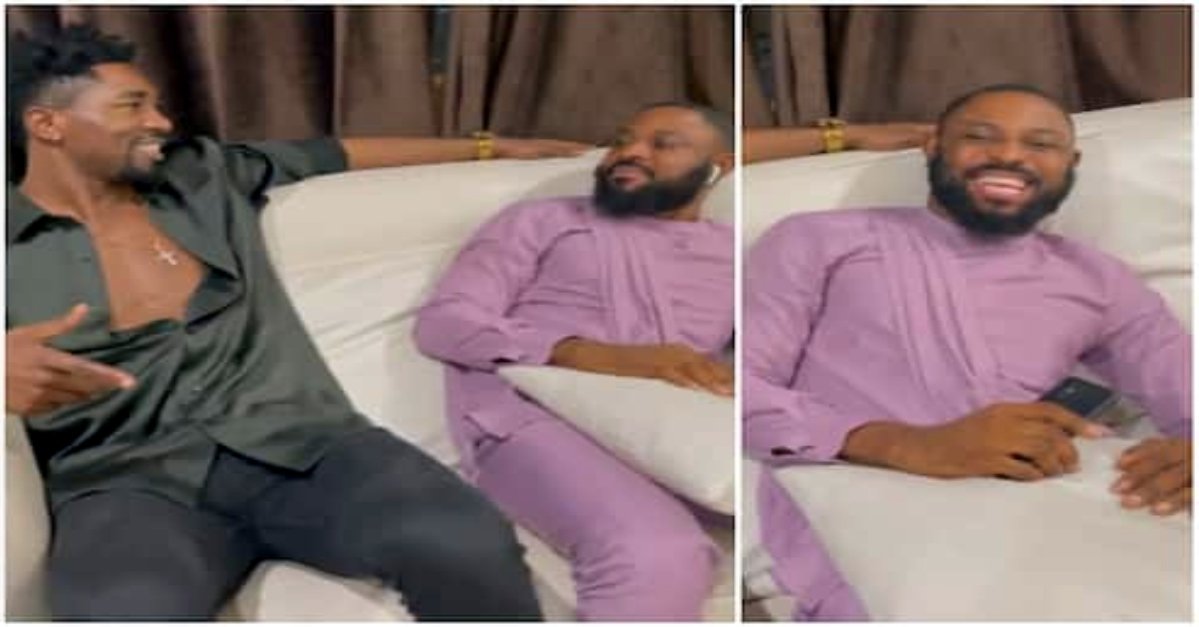 This guy find fame pass him wife: Fans React As BBNaija Tega’s Husband and Boma Chill and Discuss Like Friends in New Videoq