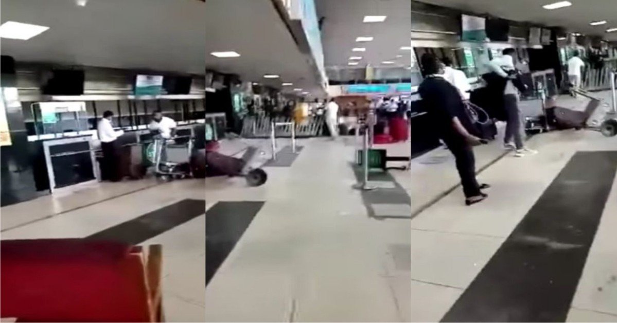 VIDEO: Angry Man Destroys Airport Facilities After He Missed His Flight