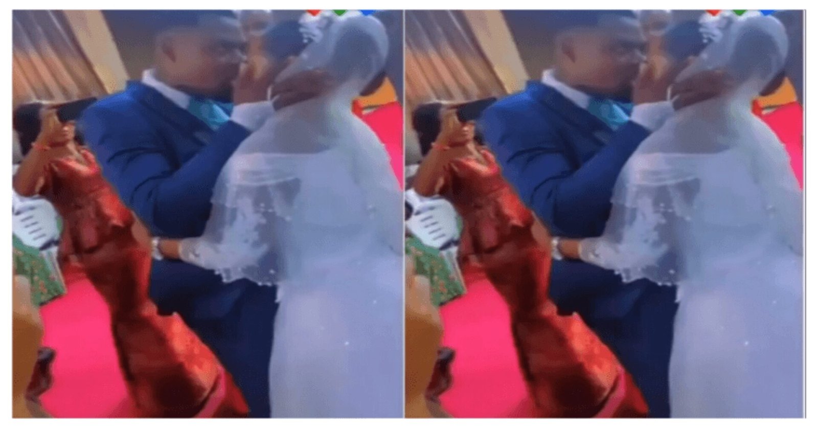 Groom receives a slap from pastor for ‘over’ kissing his bride in church - Video