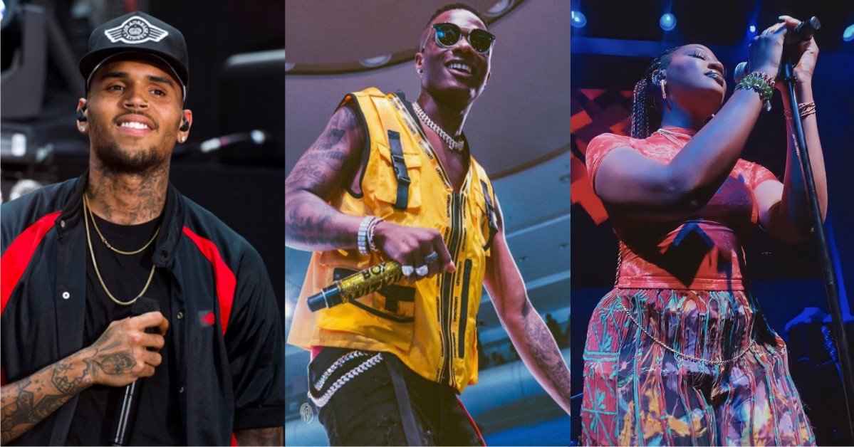 Fans Go 'Crazy' As Wizkid Brings Out Chris Brown & Tems On Stage During His London Concert(Video)