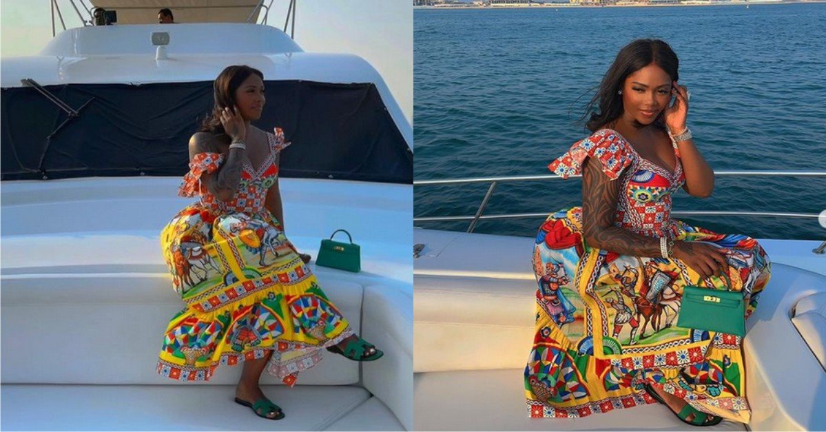"No allow them shift your pant again o" - Reacta As Tiwa Savage Shares New Boat Photos