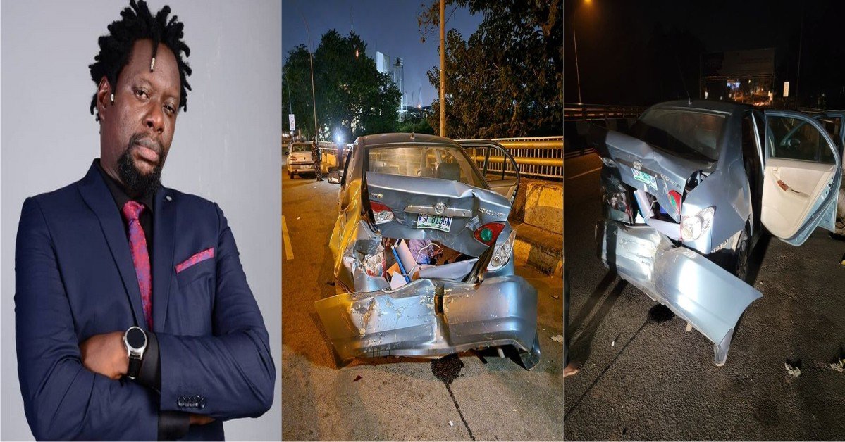 PHOTOS: Comedian, Klint Da Drunk Narrowly Escapes Car Accident