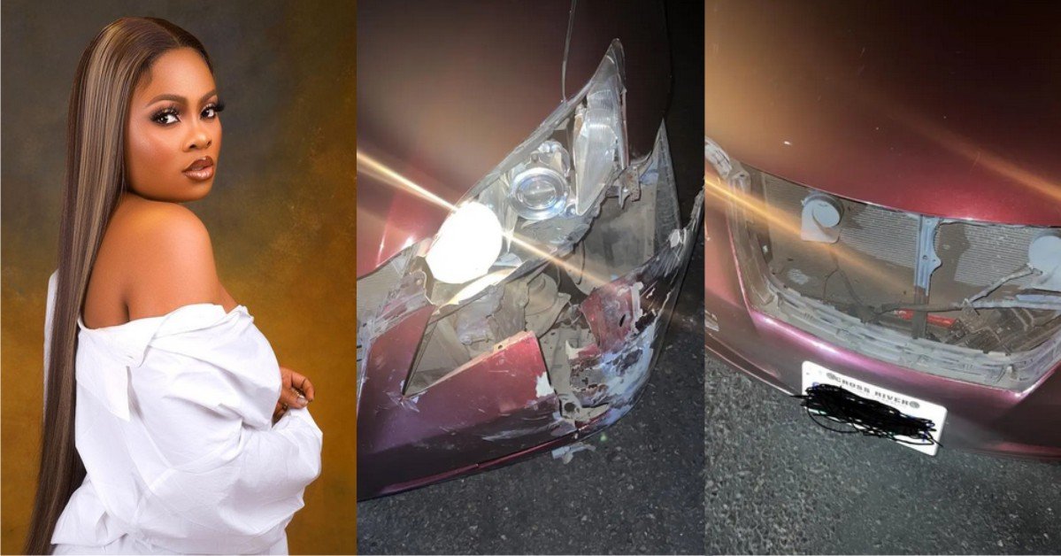 PHOTOS: BBNaija's Tega Survives Ghastly Car Accident