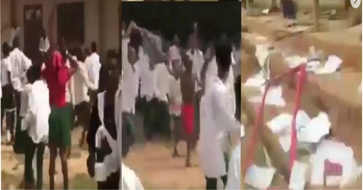 "upcoming bandits"- Reactions As Secondary School Students Destroys School Properties, Attack principal & A Police Officer(video)