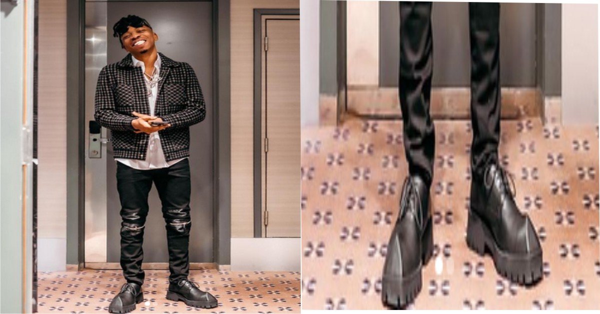 "this truck for your leg go cause traffic" - Fans Reacts To Mayorkun’s Footwear As He Shares New Photo