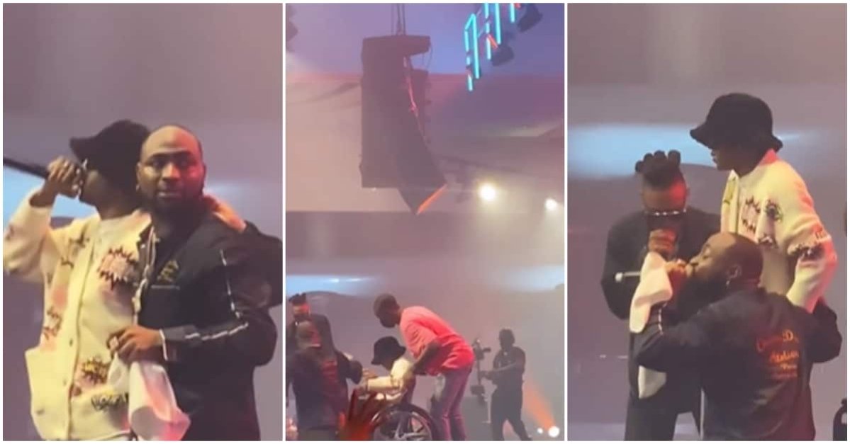 Davido Kneels, Thank God As Victony ‘Miraculously’ Stands From Wheelchair at His Show, Performs Holy Father