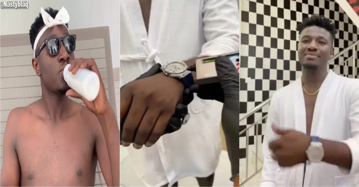 Days After Acquiring Mercedes Benz, Nasty Blaq Buys N15 Million Diamond Wristwatch (Video)