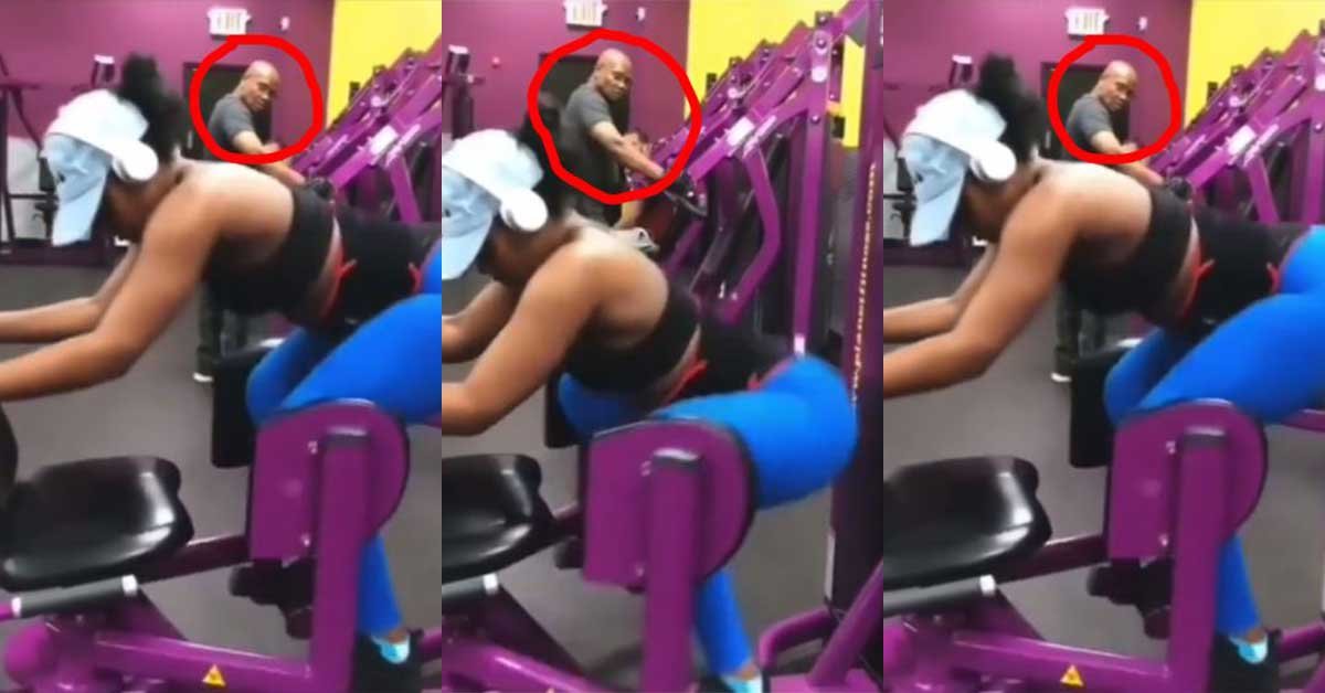 Married man loses concentration in the gym as he busily watches the workout session of a big backside lady (Video)