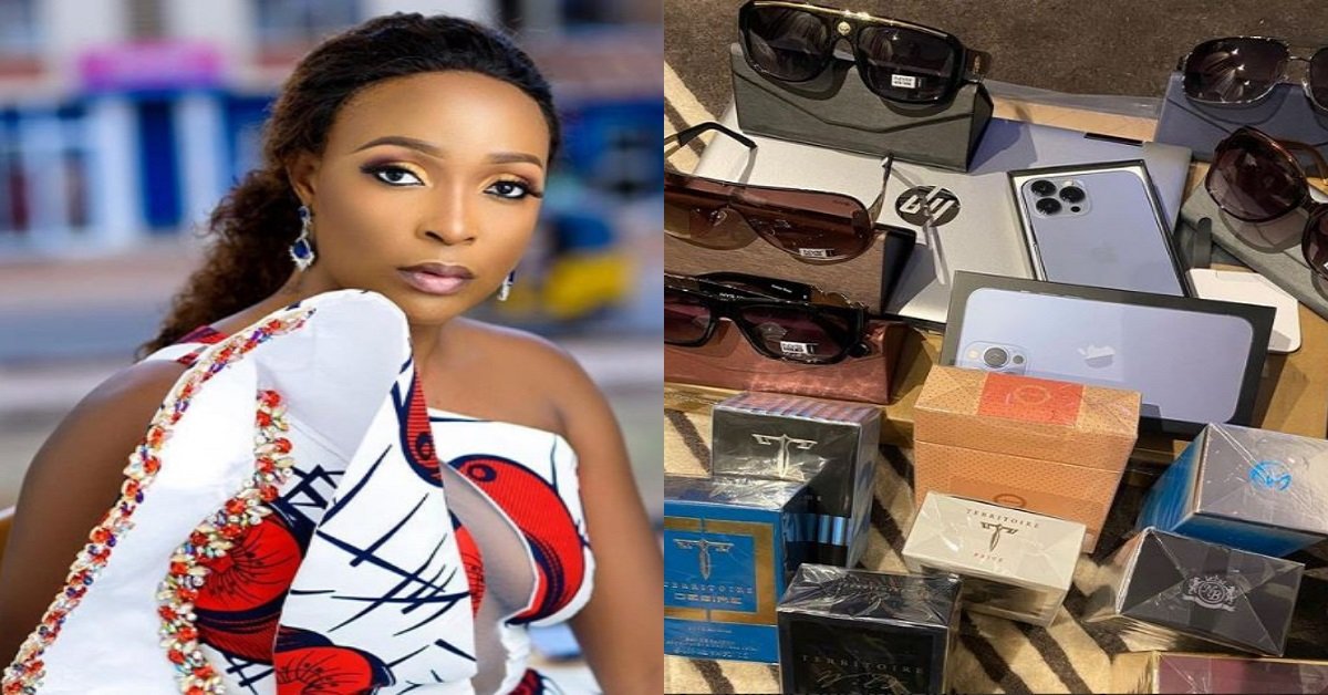 “I Dare You To Stand By These Items And Take A Picture” – Fans Drag Blessing Okoro After She Flaunted New Year Gifts From Lover