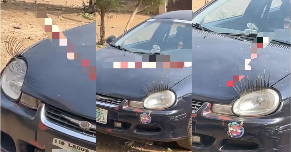 “Just when you thought you’ve seen it all” – ‘Slay-car’ with eyelashes is spotted in Lagos (Video)