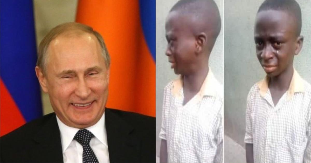 "I don't want to die"- Boy weeps As He Fears Russians Will Send Bomb To Nigeria (Video)