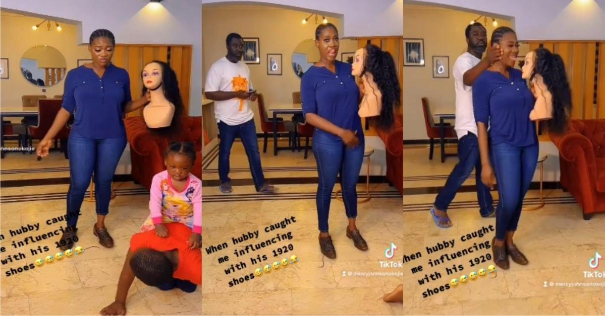 Moment Mercy Johnson’s Husband Caught Her Wearing His ‘1920’ Shoe (Video)