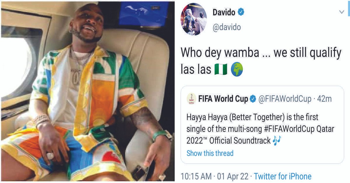 “Who Dey Wamba ... We still qualify las las” – Davido Joyously Tweet after Been featured on 2022 World Cup soundtrack | Ghanaians React