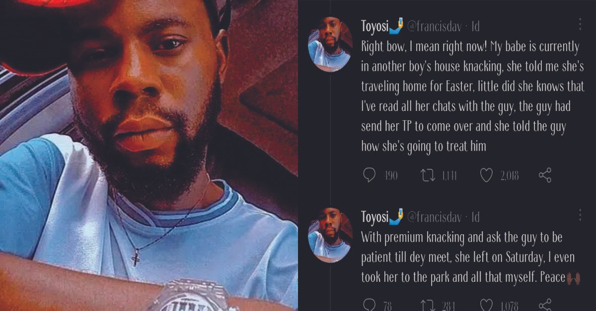 “Right bow, I mean right now! My babe is currently in another boy’s house knacking" | Heartbroken Guy Cries Out (Screenshots)