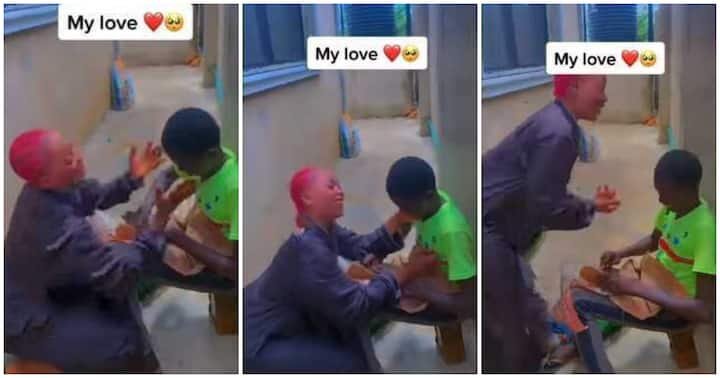 Nigerian lady falls in love with Aboki Shoe Maker! - Tries to kiss him (Video)