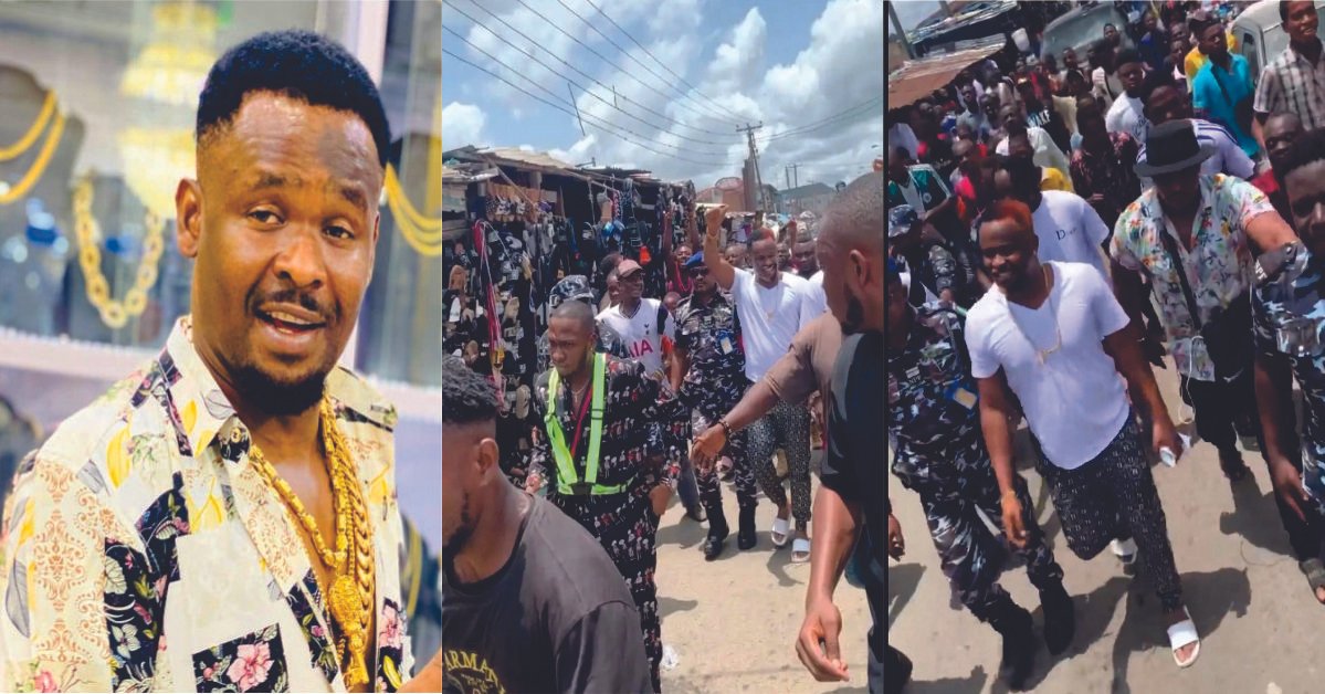 "Clear Road" - Actor Zubby Michael Says As He Storms A Popular Market In Lagos State, See Why