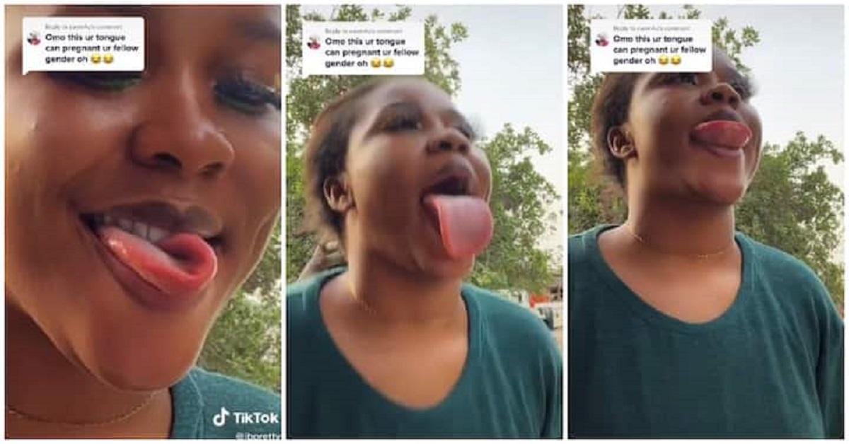 Men Want Her: Beautiful Nigerian Lady with Long Tongue Wow Many As She Dances with Her Tongue