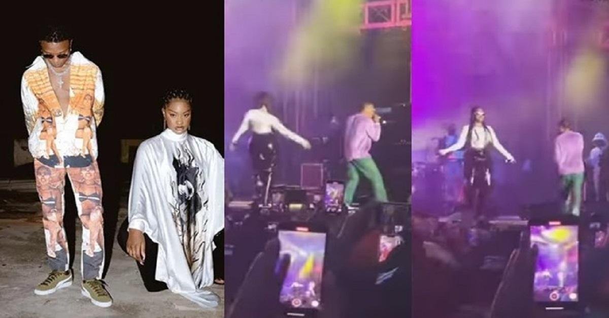 Fans react as Wizkid keeps avoiding Tems while they perform on stage (Watch video)