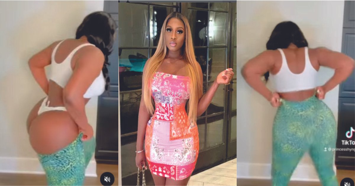 Popular Ghanaian Actress, Princess Shyngle Causes Stir As She Post Video Showing Difficulty While Trying to Wear Her Trousers