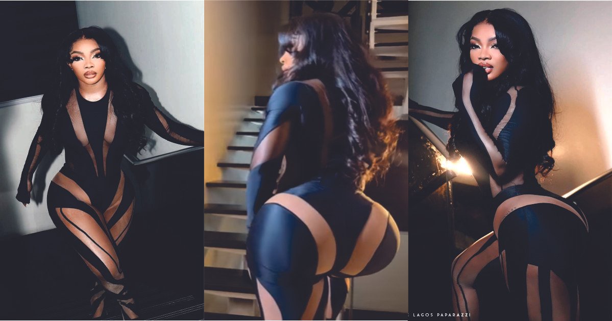 Popular OAP, Toke Makinwa Causes Stir As She Post Video Showcasing Her HourGlass Shape In Pricey Mugler Body suit