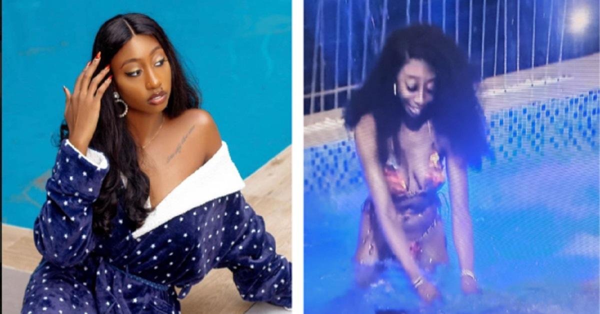 “Is that really hygienic?” – Fans tackle Doyin for joining pool party despite being on her period