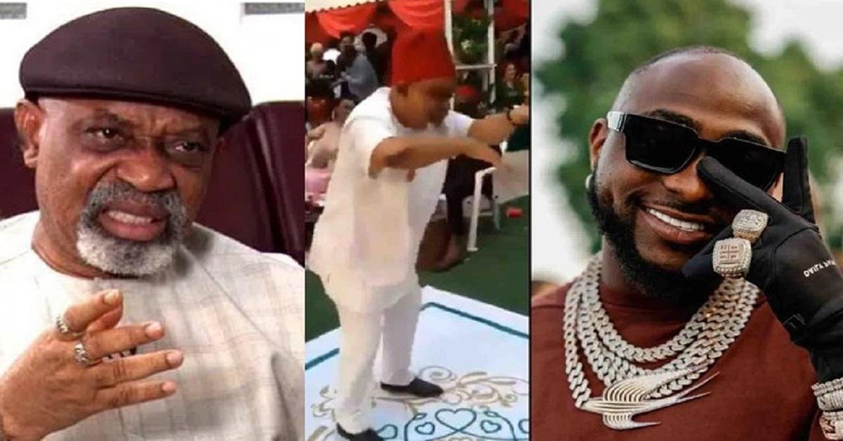 Davido reacts to video of Ngige dancing at event amid lingering ASUU strike (Video)