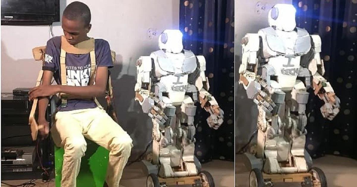 "This Is incredible" - Nigerian Boy Builds Moving Robot, Controls it in Viral Video