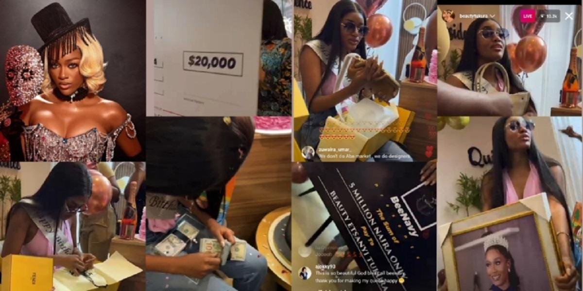 VIDEO: Beauty Sheds Emotional tears of Joy After Receiving Over N13M, Designer bags, Portrait, etc from fans on birthday