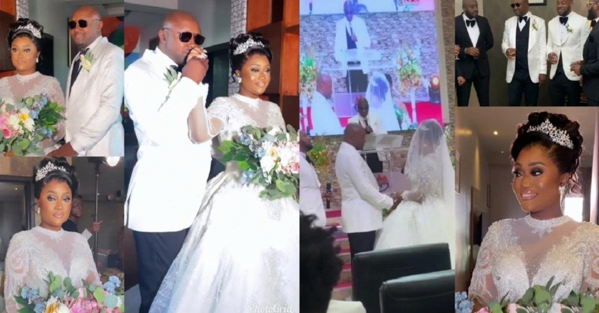 VIDEO: It is Official, Isreal DMW and wife exchange marital vows in white wedding ceremony